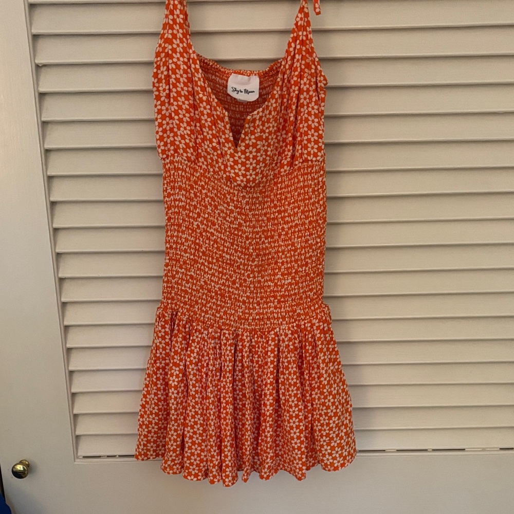 Sky to Moon Orange Floral Mini Dress
